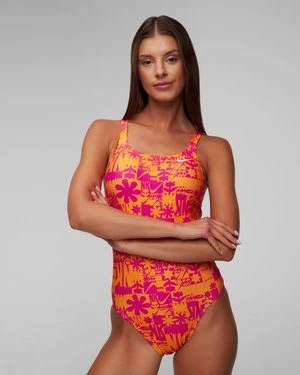 Pomarańczowy Jednoczęściowy Strój Kąpielowy Damski Nike Swim Nike Hydrastrong Multi Print Fastback