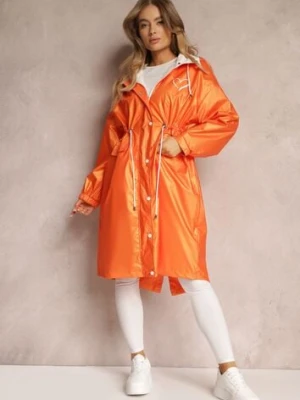 Pomarańczowy Płaszcz z Kapturem i Ściągaczem w Talii Maiar ann gissy