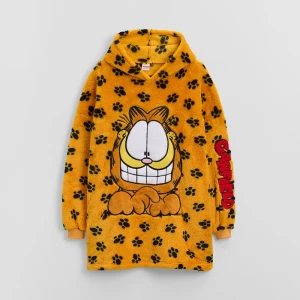 Pomarańczowy polarowy bluzokoc z haftem Garfielda House