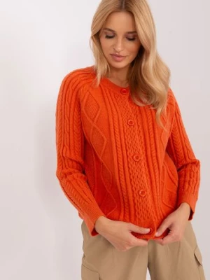 Pomarańczowy sweter damski na guziki