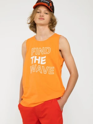 Pomarańczowy t-shirt bez rękawów find the wave Reporter