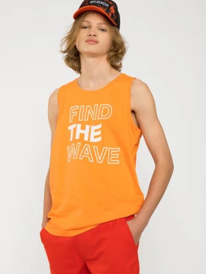 Pomarańczowy t-shirt bez rękawów find the wave Reporter Young
