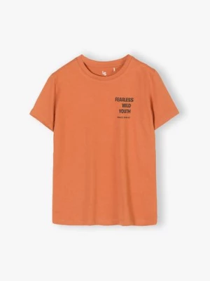 Pomarańczowy t-shirt chłopięcy bawełniany- Fearless wild youth Lincoln & Sharks by 5.10.15.