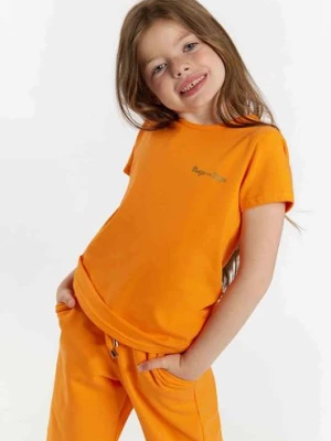 Pomarańczowy t-shirt dla dziewczynki z napisem Tup Tup