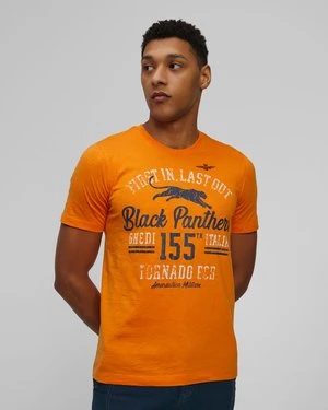 Pomarańczowy T-shirt męski Aeronautica Militare
