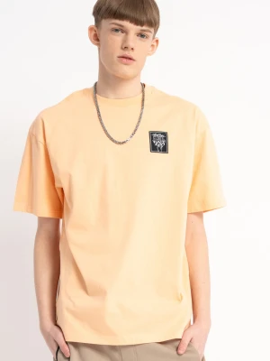 Pomarańczowy t-shirt z autorską grafiką z tyłu Reporter