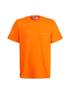 Pomarańczowy T-shirt z Logo Msgm