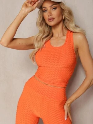 Pomarańczowy Tank Top z Tłoczonym Wzorem Aeronna