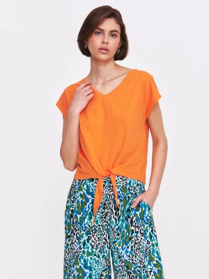 Pomarańczowy top z wiązaniem Top Secret