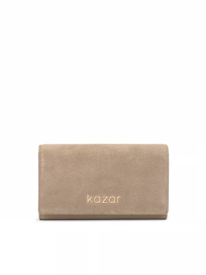 Ponadczasowy skórzany portfel damski w kolorze taupe Kazar