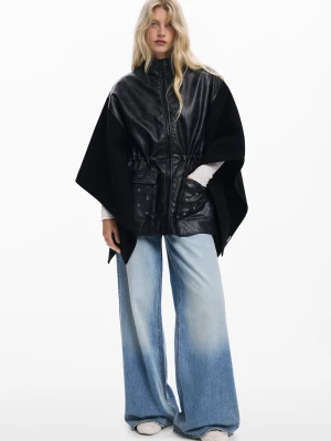 Poncho łączone z efektem skóry Desigual