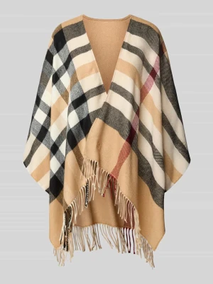 Poncho w dzianinowej optyce o kroju relaxed fit Fraas Beżowy melanż