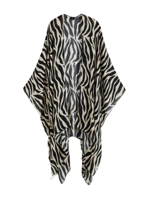 Poncho w paski zebry BonPrix czarny