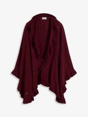 Poncho z domieszką kaszmiru BonPrix czerwony
