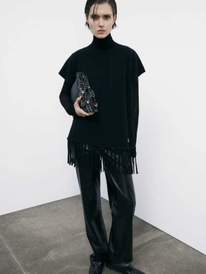 Poncho z kaszmiru z frędzlami PATRIZIA PEPE