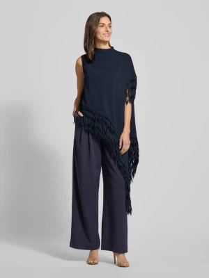 Ponczo o luźnym kroju z długimi frędzlami model ‘BADIVA’ Boss