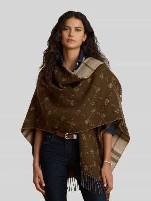 Ponczo z wełny z wykończeniem frędzlami Lauren Ralph Lauren