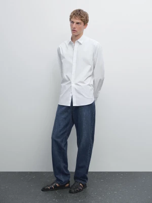 Popelinowa Koszula Regular Fit - Biały - - Massimo Dutti - Mężczyzna