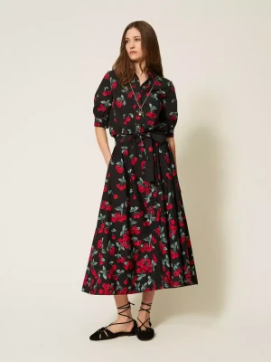 POPELINOWA SPÓDNICA MAXI W CZEREŚNIE TWINSET