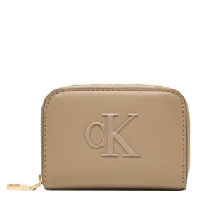 Portfel Calvin Klein Bold Ck Medium Zip Around LV04F1154G Beżowy