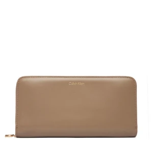 Portfel Calvin Klein Ck Large Zip Around LV04F1093G Beżowy