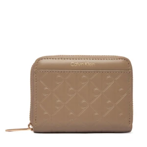 Portfel Calvin Klein Emblem Aop Embossed Zip Around LV04F1081G Beżowy