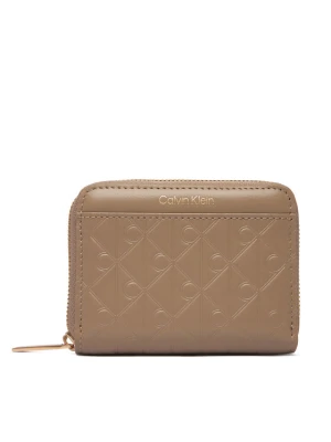 Portfel Calvin Klein Emblem Aop Embossed Zip Around LV04F1081G Beżowy