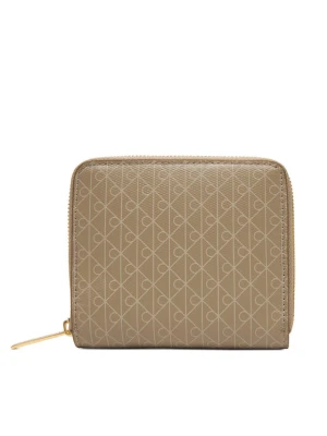 Portfel Calvin Klein Emblem Aop Square Zip Around LV04F1089G Beżowy