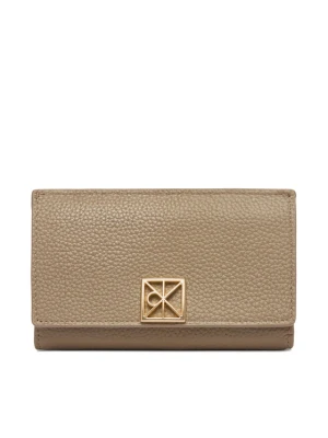 Portfel Calvin Klein Emblem Hw Pebble Snap Cardholder LV04F1127G Beżowy
