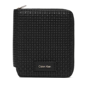 Portfel Calvin Klein Embossed Woven Zip Billfold LV04D1112G Czarny