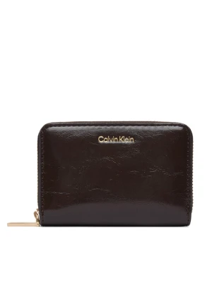 Portfel Calvin Klein Foil Glossy Square Zip Around LV04F1201G Brązowy