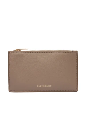 Portfel Calvin Klein Foil Logo Top Zip Cardcase LV04F1090G Beżowy