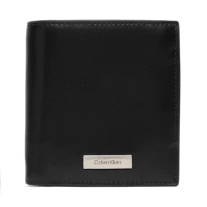 Portfel Calvin Klein Plaque Slim Trifold W Coin + Car LV04D1137G Czarny