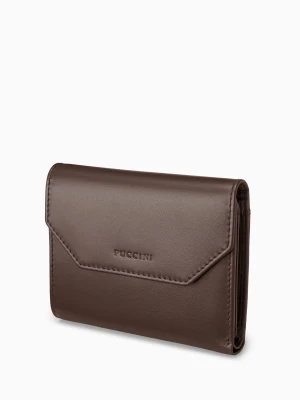 Portfel damski skórzany średni ciemnobrązowy Puccini