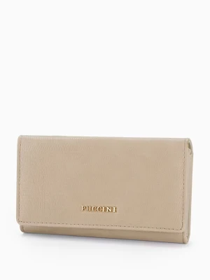 Portfel damski ze skóry ekologicznej o fakturze lizard beżowy Puccini