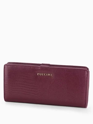 Portfel damski ze skóry ekologicznej o fakturze lizard bordowy  Puccini