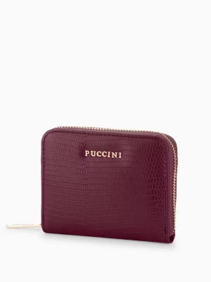 Portfel damski ze skóry ekologicznej o fakturze lizard bordowy Puccini