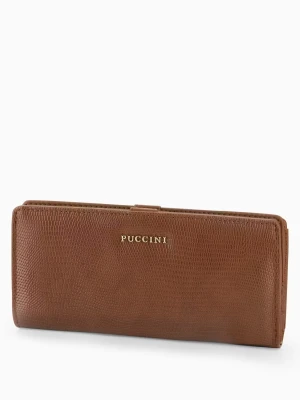 Portfel damski ze skóry ekologicznej o fakturze lizard brązowy Puccini
