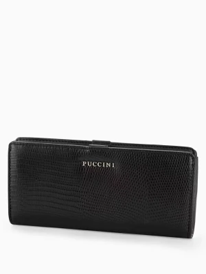 Portfel damski ze skóry ekologicznej o fakturze lizard czarny Puccini