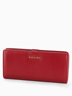 Portfel damski ze skóry ekologicznej o fakturze lizard czerwony  Puccini