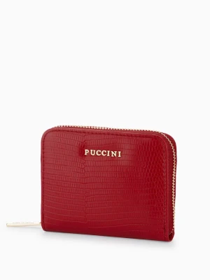 Portfel damski ze skóry ekologicznej o fakturze lizard czerwony Puccini