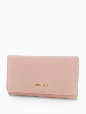 Portfel damski ze skóry ekologicznej o fakturze lizard różowy Puccini