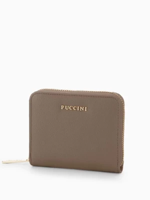 Portfel damski ze skóry ekologicznej zapinany na zamek brązowy Puccini