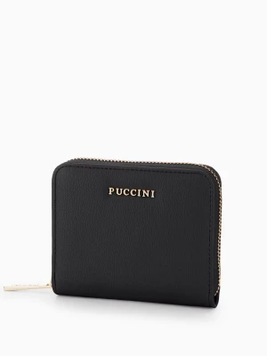 Portfel damski ze skóry ekologicznej zapinany na zamek czarny Puccini