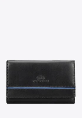 Portfel damski ze skóry z kontrastową wstawką czarny Wittchen