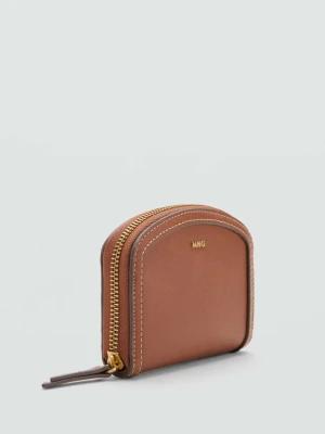 Portfel efekt skóry saffiano średni brązowy - Kobieta - Rozmiar uniwersalny - MANGO