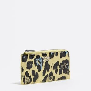 Portmonetka z etui na karty błyszcząca faktura print Leopard niebieski pastelowy BIMBA Y LOLA