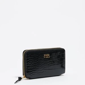 Portfel poziomy średni tłoczony wzór krokodyla czarny BIMBA Y LOLA