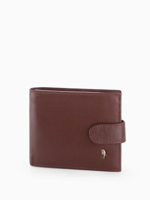 Portfel męski brązowy skórzany zamykany na zatrzask  Puccini