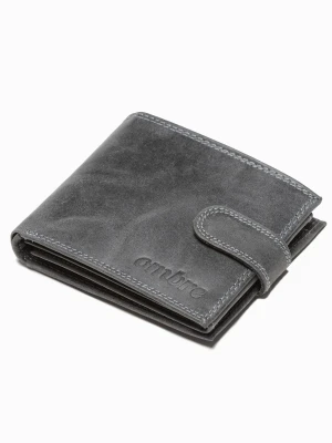 Portfel męski skórzany - czarny Ombre Clothing